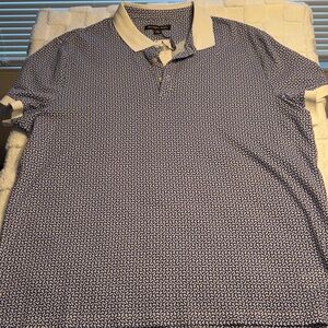 Michael Kors Navy Pattern Polo with White Collar